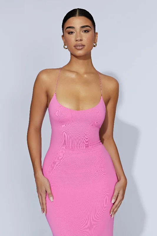 Sabine Backless Maxi Dress - Bubblegum Pink