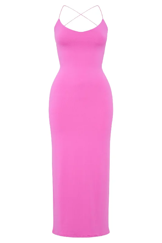 Sabine Backless Maxi Dress - Bubblegum Pink