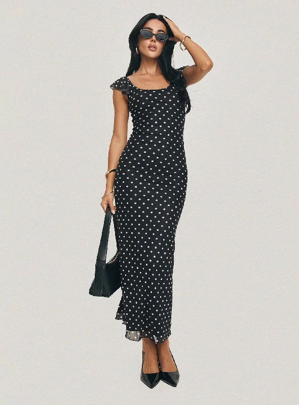 Sandberg Maxi Dress Black Polka Dot