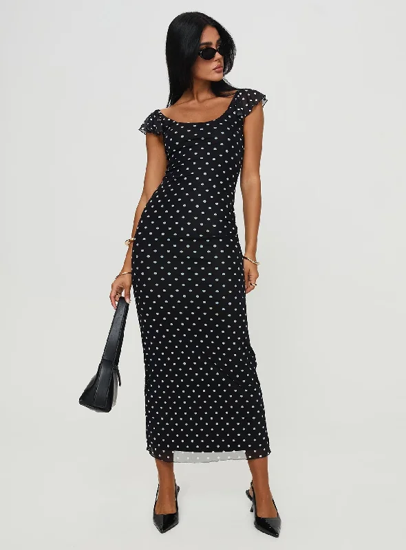 Sandberg Maxi Dress Black Polka Dot