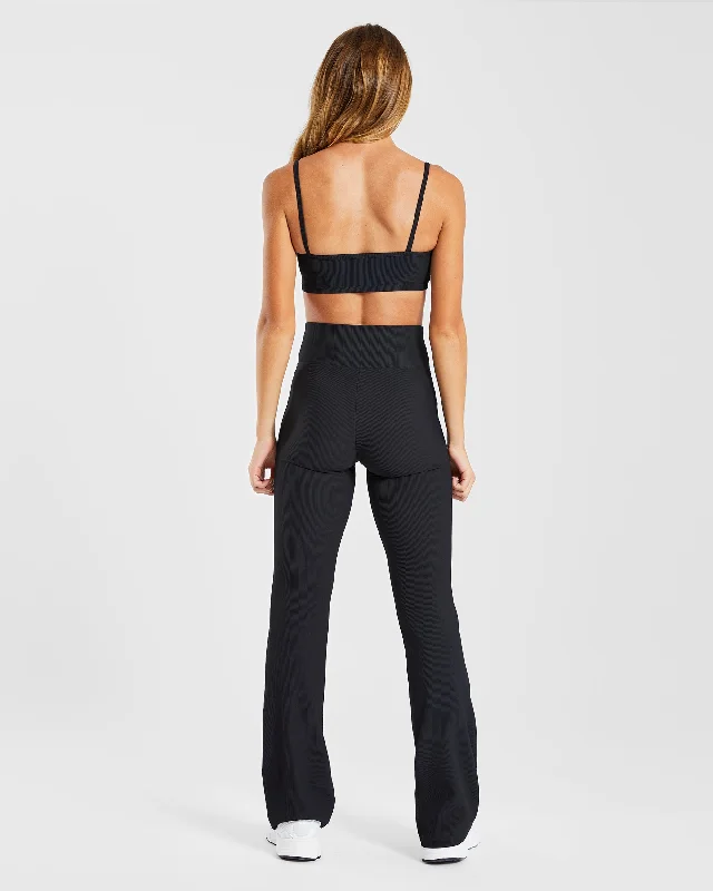 Sculpt Ribbed Flared Leggings - Black