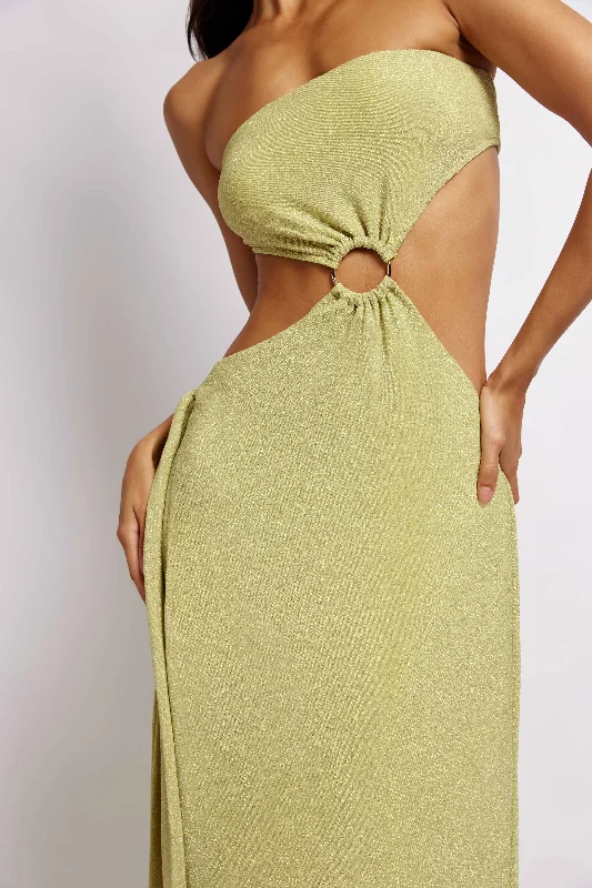 Sierra Strapless Shimmer Dress - Green Shimmer