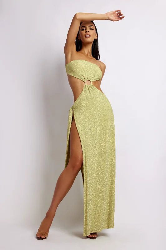 Sierra Strapless Shimmer Dress - Green Shimmer