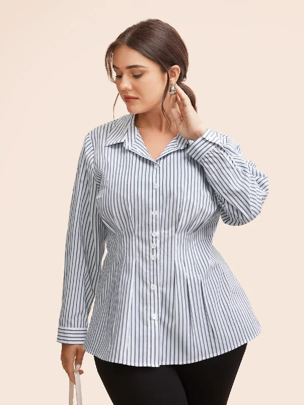 No-Gape Buttons Slim Fit Stretch Woven Blouse