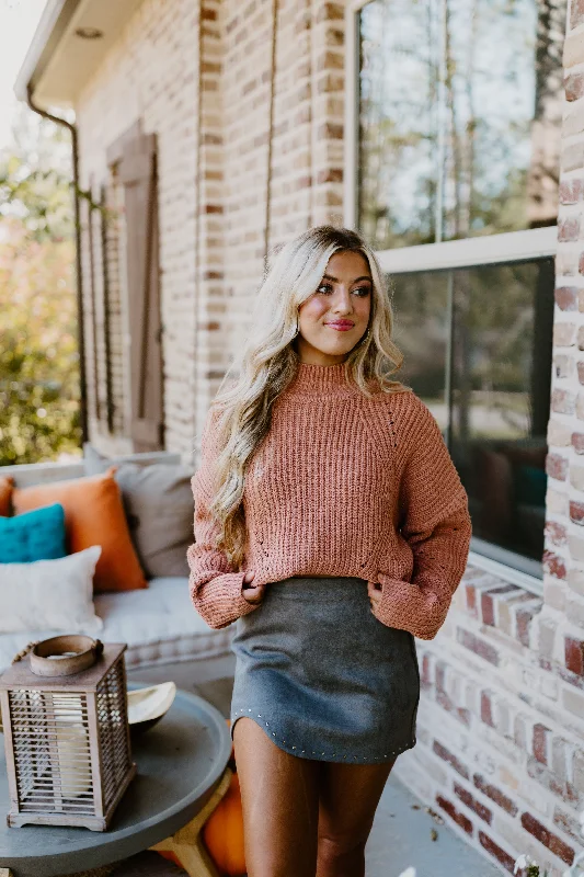 Suede Studded Skirt