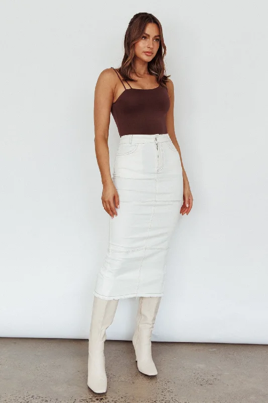 Thalia Pocket Midi Skirt White