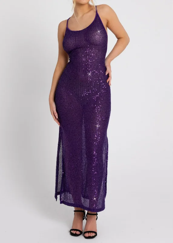 THE AMINA PURPLE SEQUIN DRESS