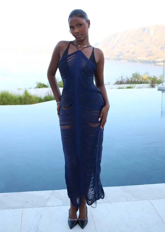 THE BLUE TASSEL MAXI DRESS