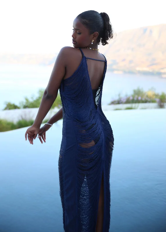 THE BLUE TASSEL MAXI DRESS