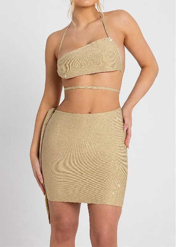 The Lucille Glitter Bandage Two Piece Gold