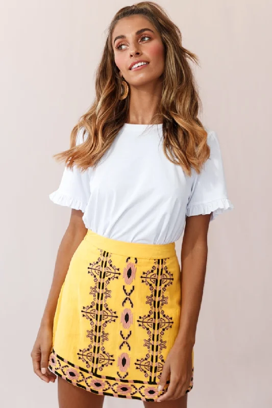 Victoire Tribal Print Skirt Yellow Mustard