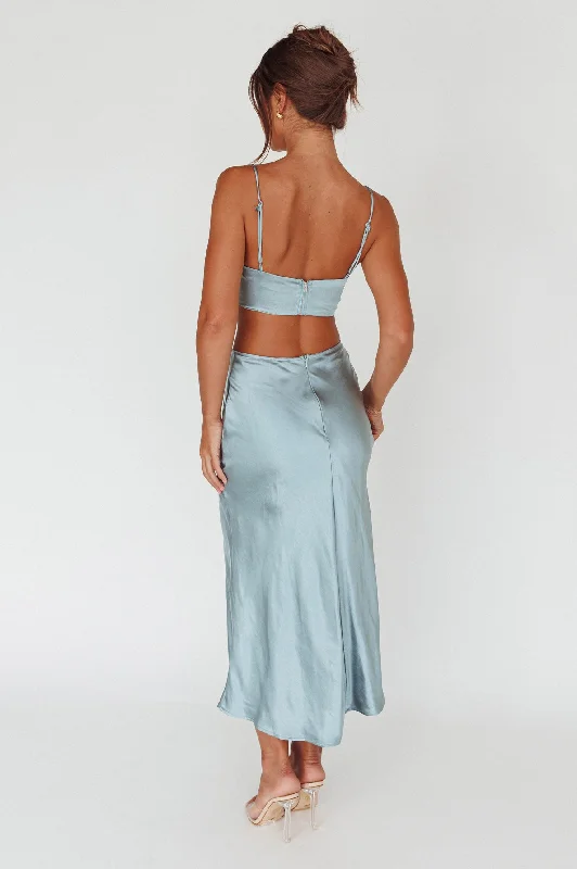 Well Versed Split Midi Skirt Sage