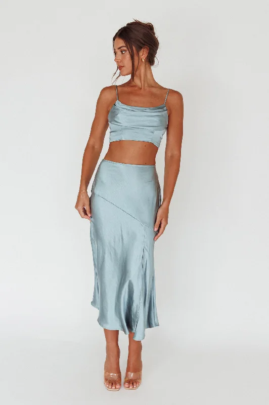 Well Versed Split Midi Skirt Sage