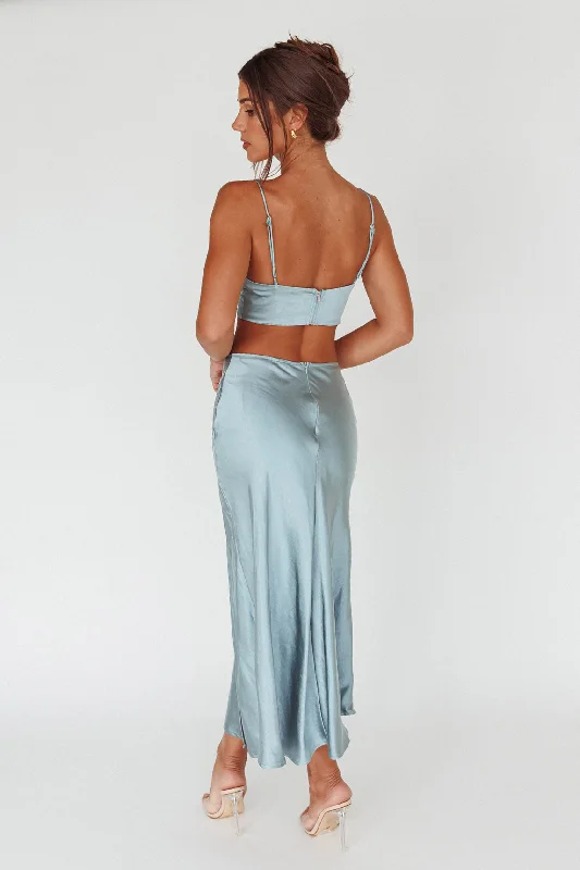 Well Versed Split Midi Skirt Sage