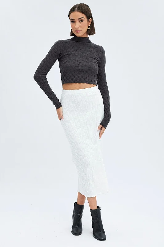 White Maxi Skirt Side Slit