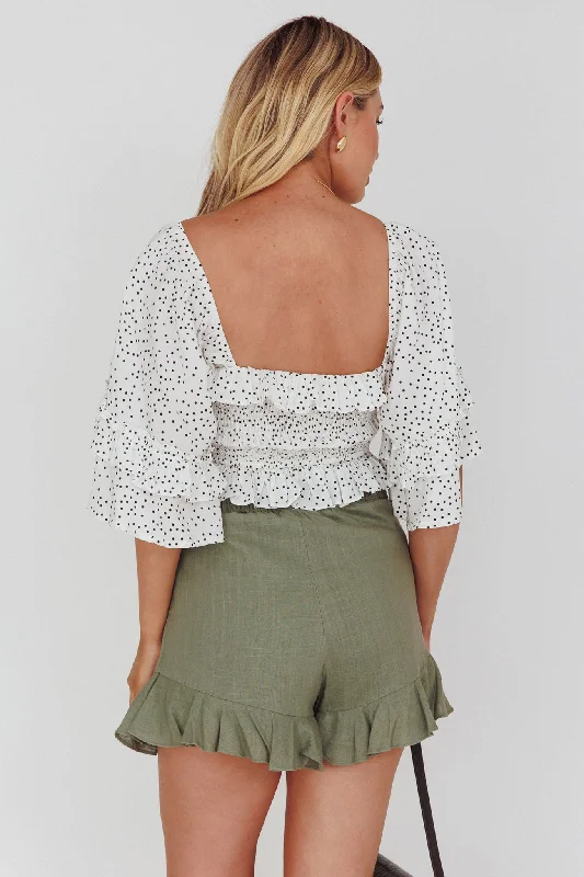 You Got It Tied Ruffle Skort Olive