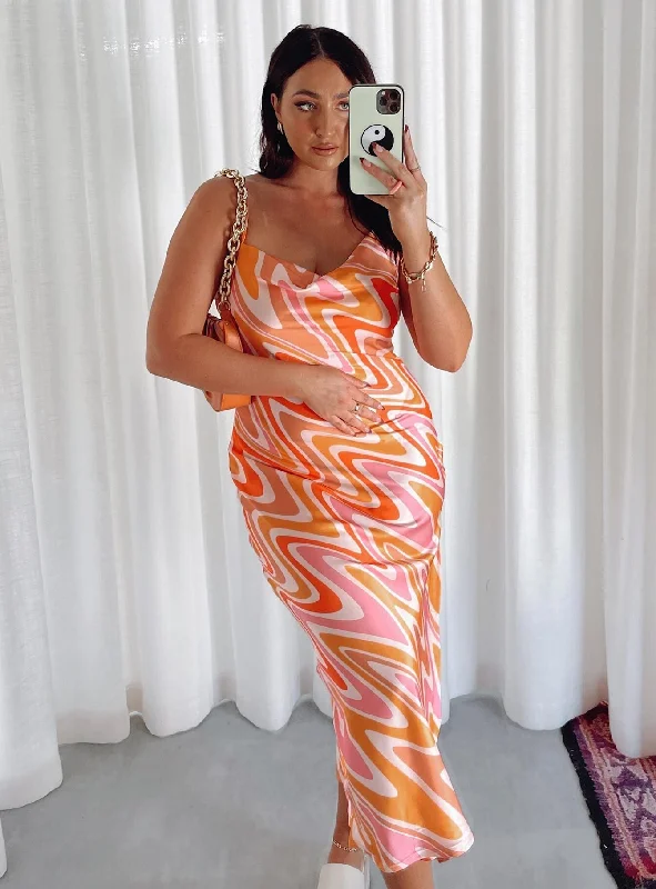 Zamora Maxi Dress Orange / Pink