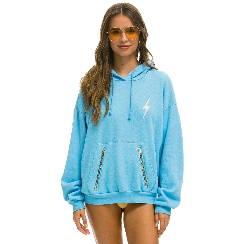 Bolt Stitch Relaxed Pullover Hoodie (Sky Blue + White)