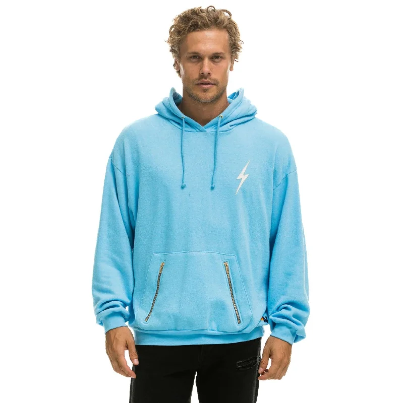 Bolt Stitch Relaxed Pullover Hoodie (Sky Blue + White)