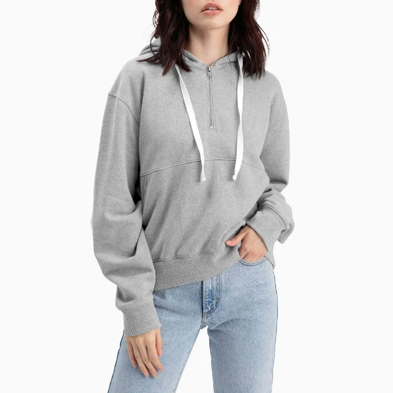 Half-Zip Fleece Hoodie (Heather Grey)