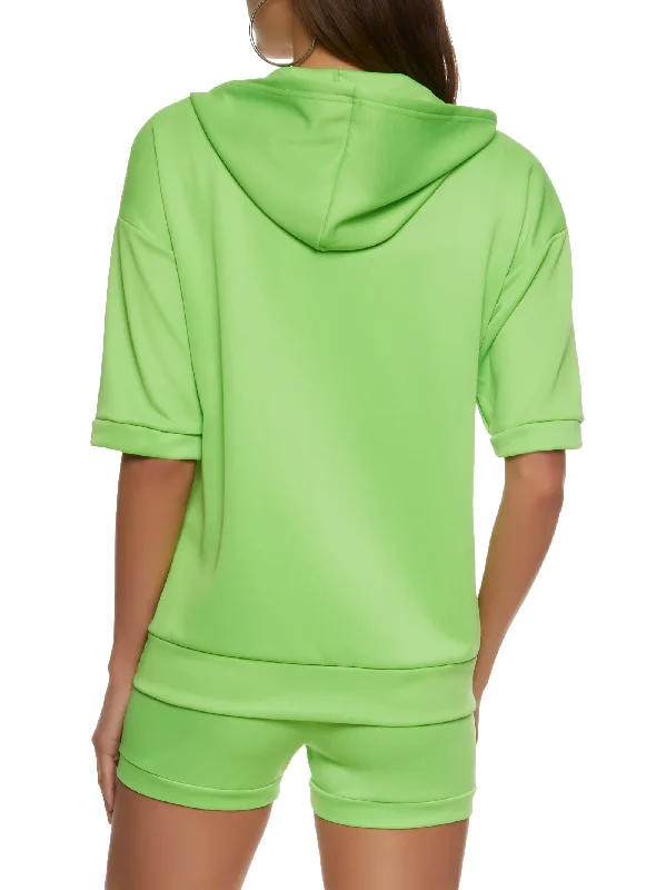 Short Sleeve Zip Up Hoodie