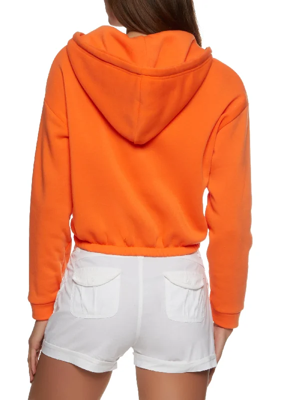 City Graphic Zip Front Cropped Hoodie