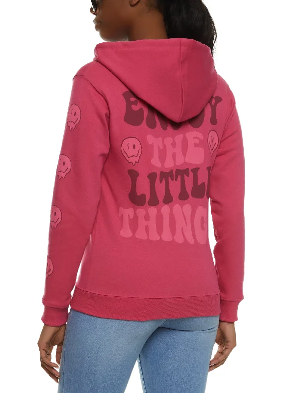 Enjoy The Little Things Graphic Zip Up Hoodie