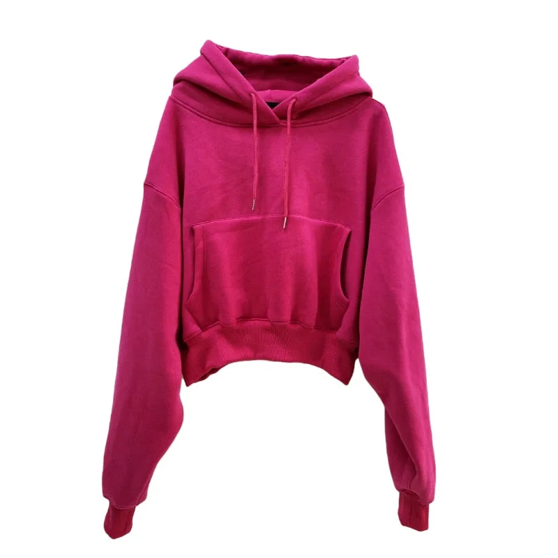 Solid Casual Fleece Sports Pullover Hoodie