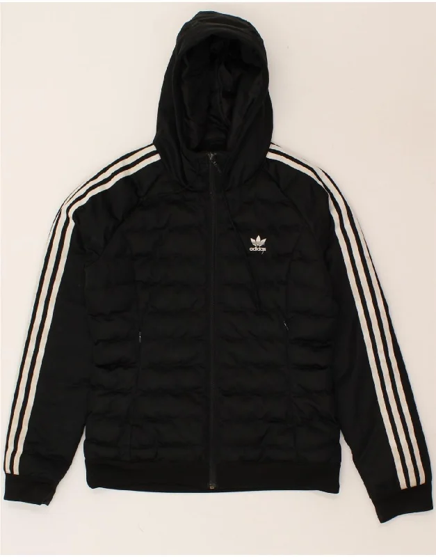 ADIDAS Womens Hooded Padded Jacket UK 10 Small Black Polyester