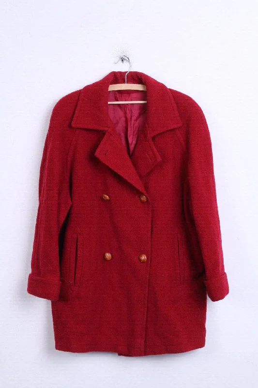 ESSENTIALS Womens 16 XL Jacket Coat Wool Double Breasted Red