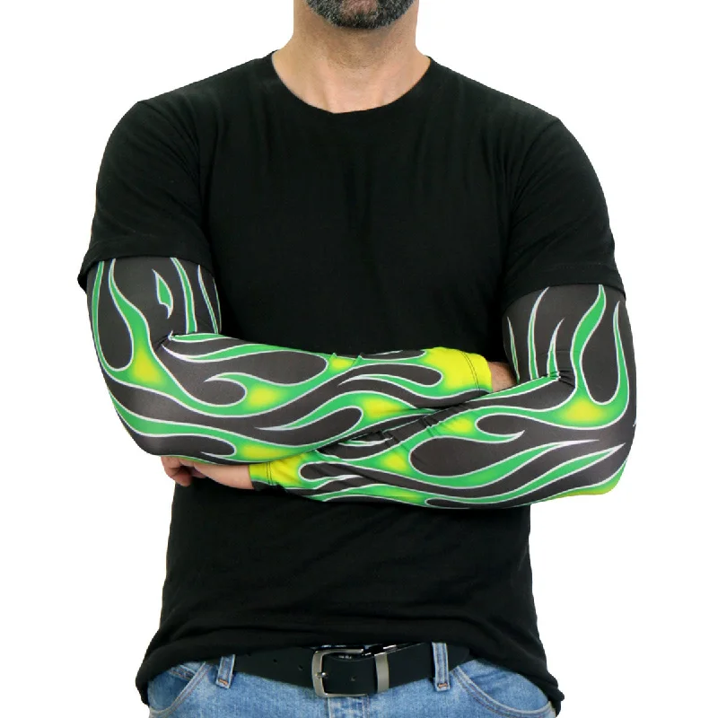 Hot Leathers ARM1006 Flames Green Arm Sleeve