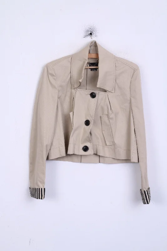 MISS SIXTY Womens M Crop Blazer Elegance Cotton Jacket Bolero Beige