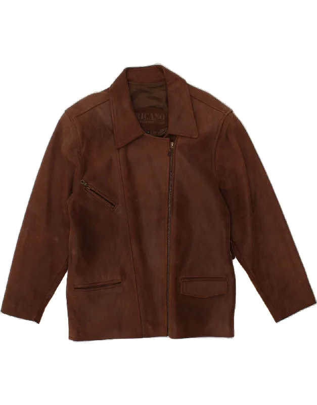 RICANO Womens Leather Jacket UK 16 Large Brown Leather