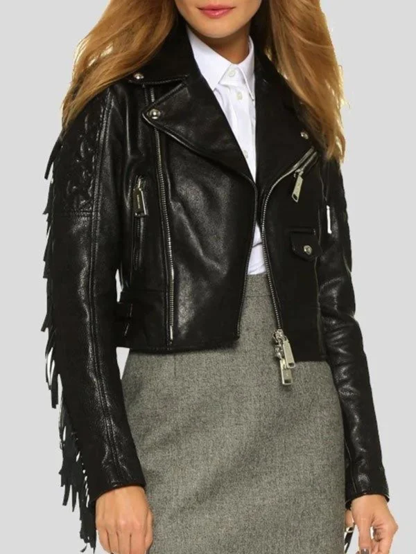 Women’s Black Cropped Leather Jacket