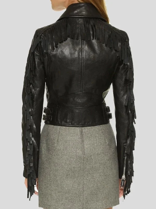 Women’s Black Cropped Leather Jacket