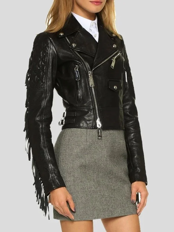 Women’s Black Cropped Leather Jacket