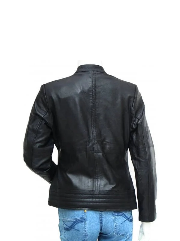 Women’s Quilted Style Black Leather Jacket