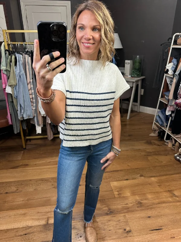 Always Noticed Striped Knit Short Sleeve Top - Multiple Options