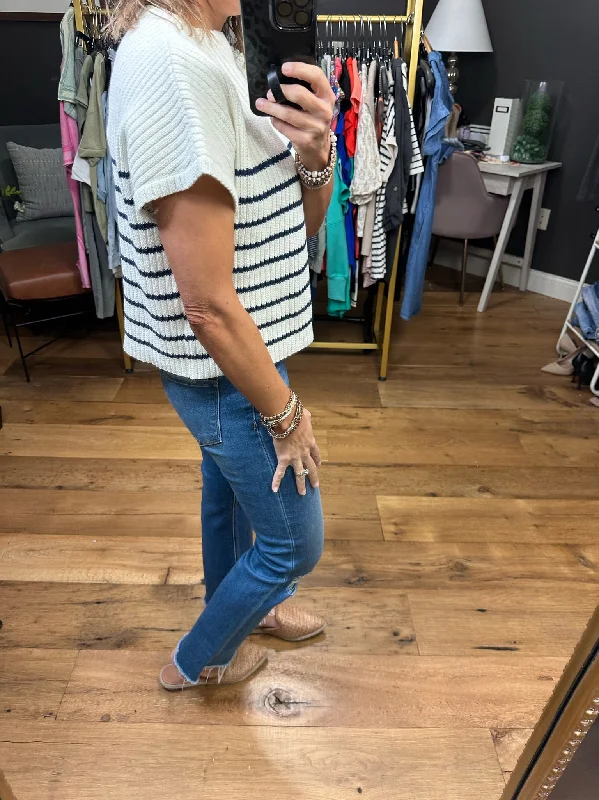 Always Noticed Striped Knit Short Sleeve Top - Multiple Options