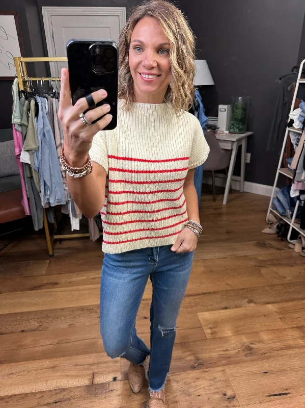 Always Noticed Striped Knit Short Sleeve Top - Multiple Options