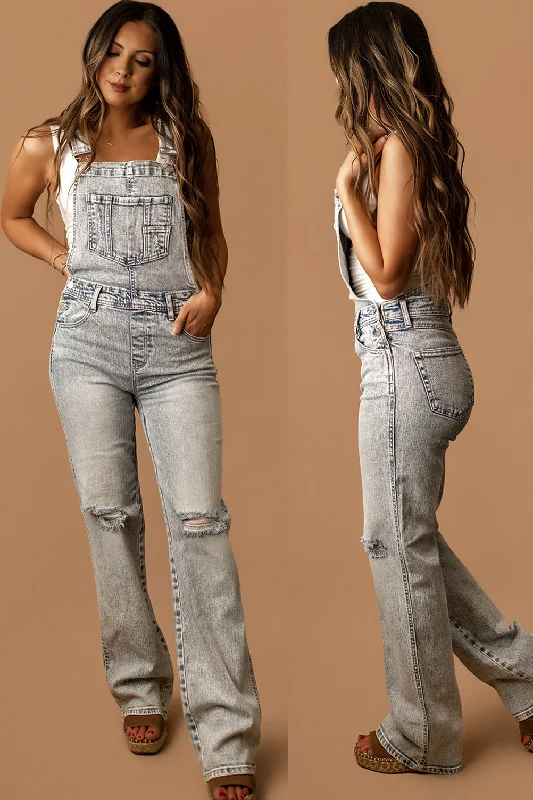 Ella Distressed Denim Overalls