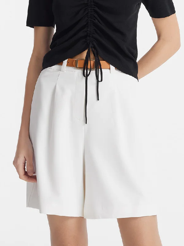 High-Waisted Women Shorts With Belt