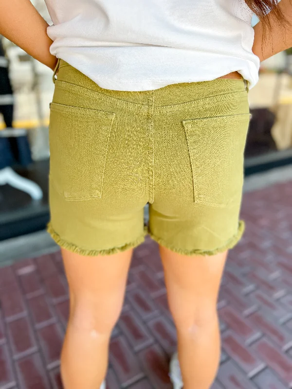 [Judy Blue] Boardwalk Days Shorts-Matcha