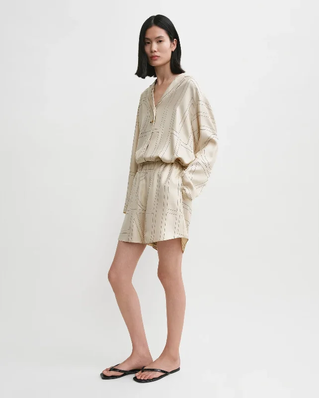 MONOGRAM SILK PJ SHORTS / IVORY