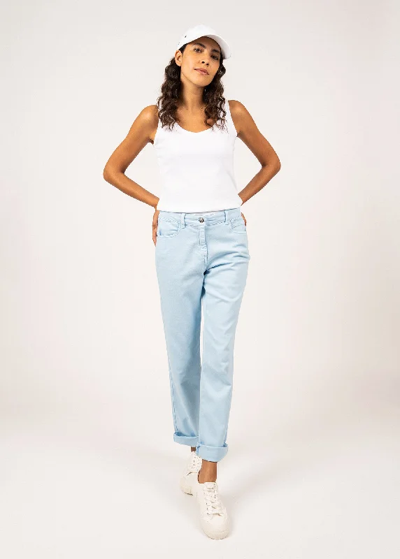 Patricia straight pants - elastic waist, in cotton stretch (CIEL)