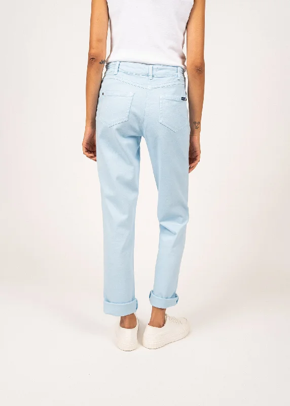 Patricia straight pants - elastic waist, in cotton stretch (CIEL)