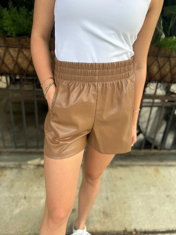 Skye Leather Shorts- Chestnut