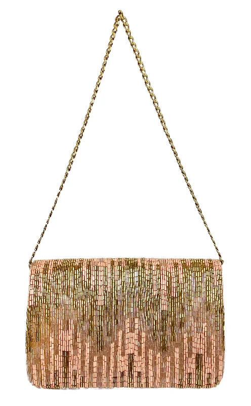 Deepa Gurnani Beaded Clutch in Pink/Gold