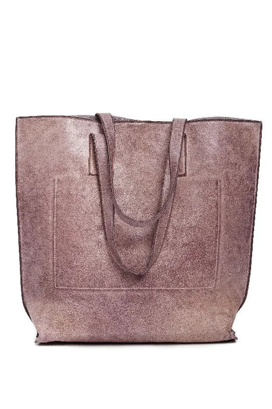 Leather Tote Bag in Blush