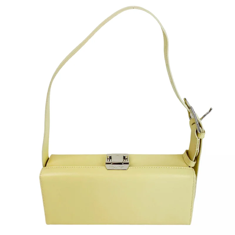 Mark Cross Grace Lungo Leather Shoulder Bag in Pastel Yellow